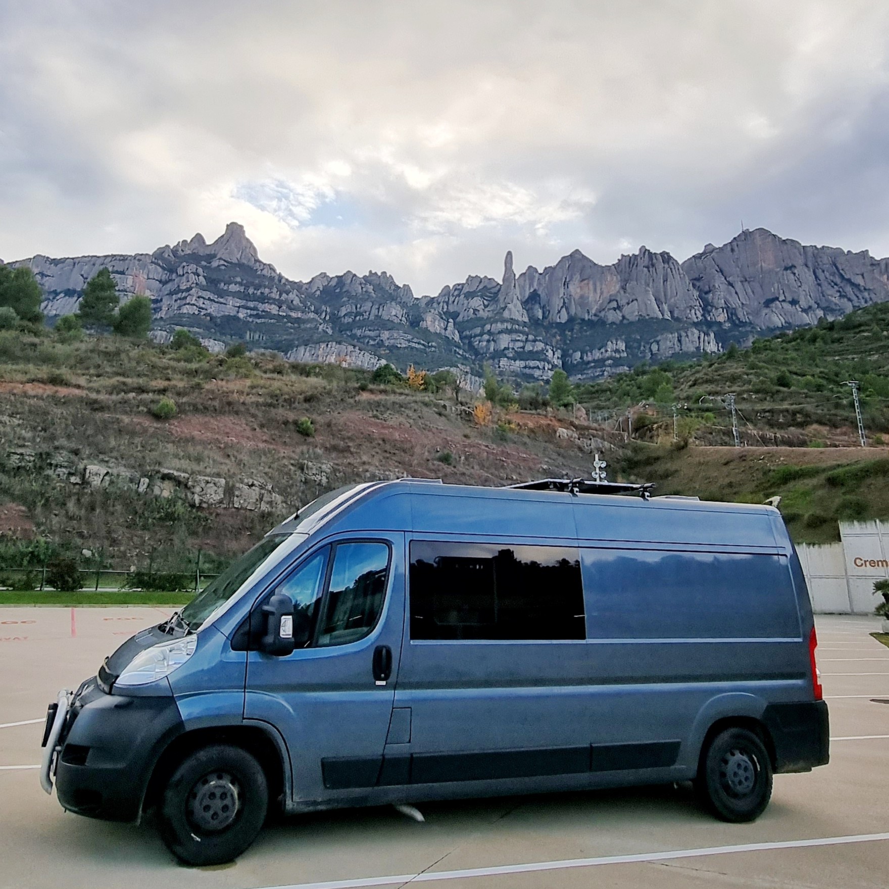 Campervan with mountains in the background